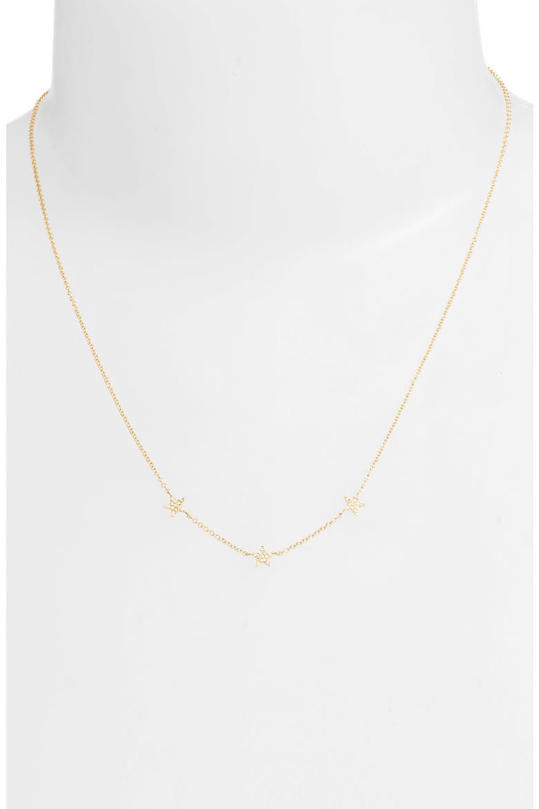 Three-Star Diamond Choker Necklace, Alternate, color, YELLOW GOLD/ BLUE TONES