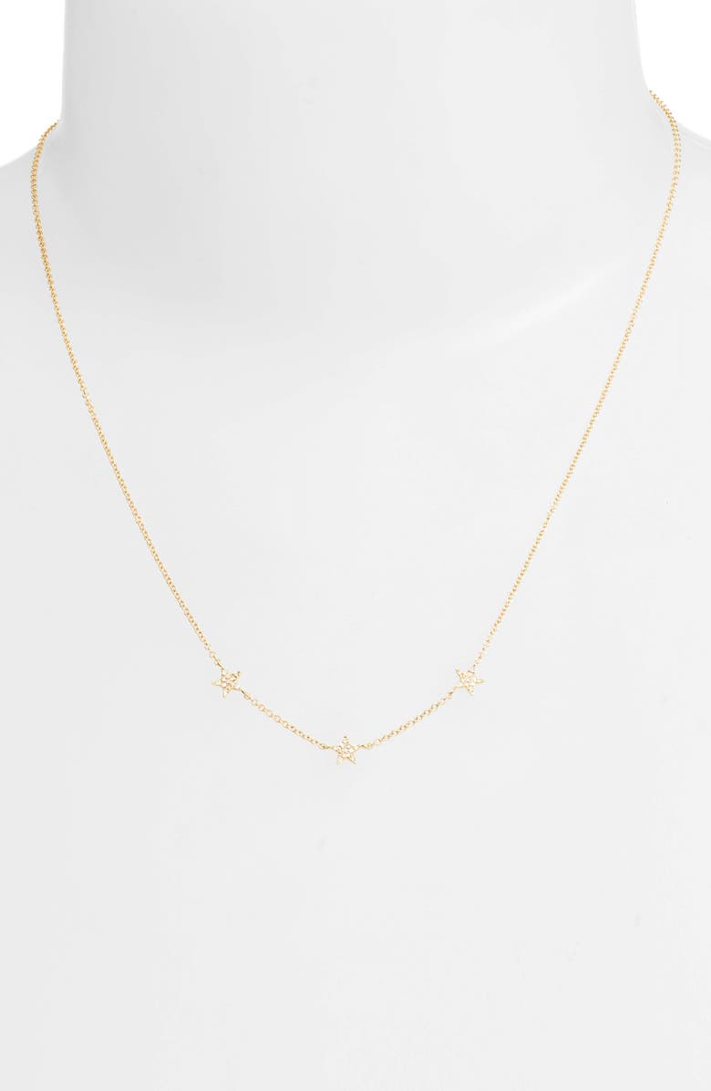 EF Collection Three-Star Diamond Choker Necklace, Alternate, color, 