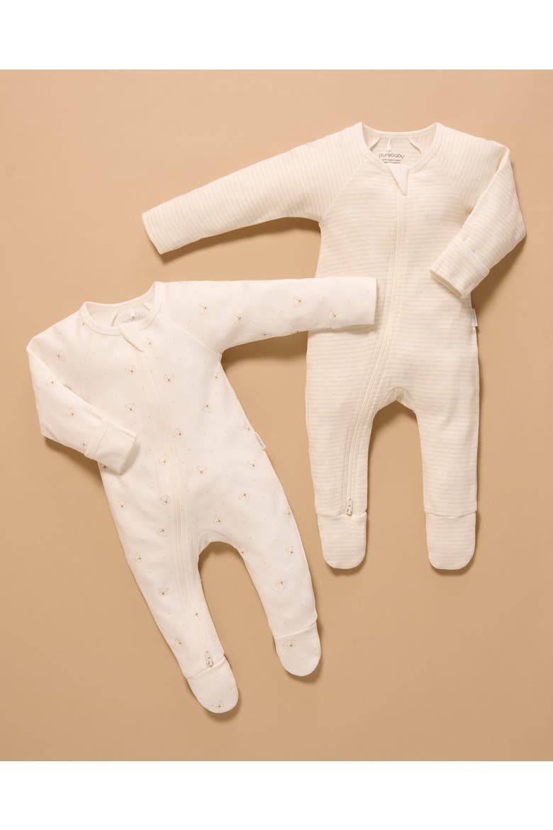 2 Pack Zip Footie, Alternate, color, Vanilla Bear Pack