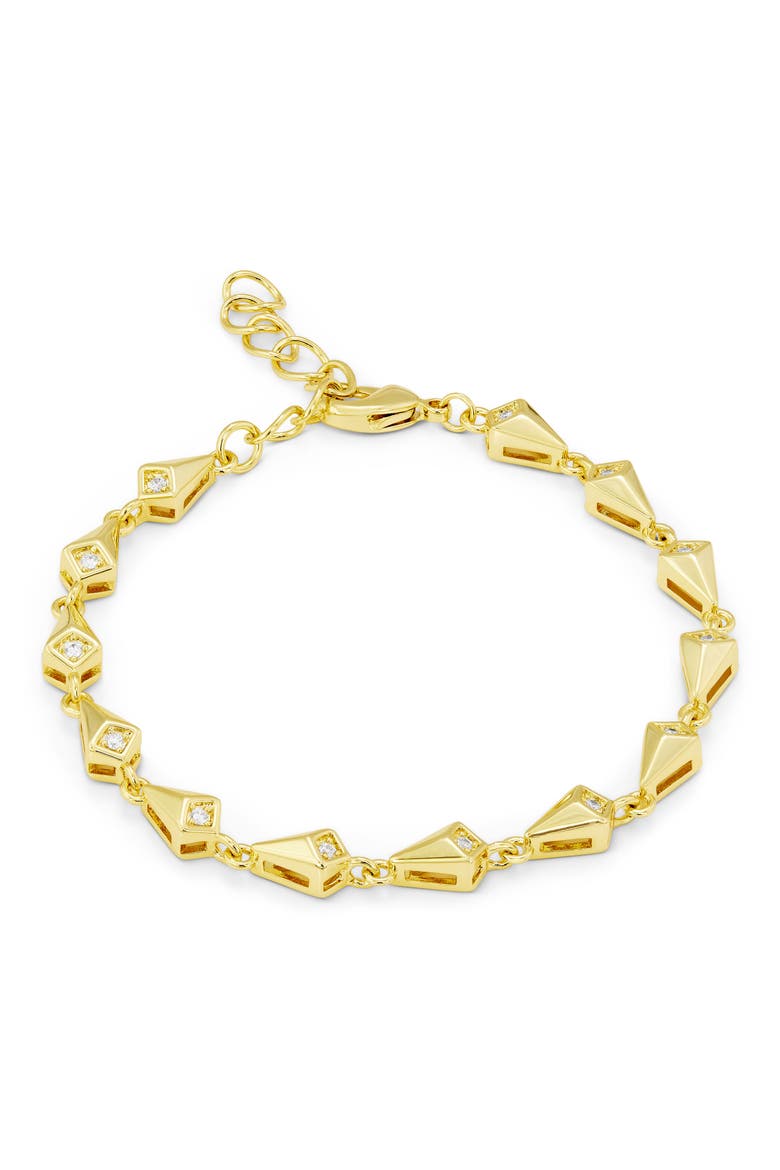 Geometric Cubic Zirconia Bracelet, Main, color, YELLOW GOLD