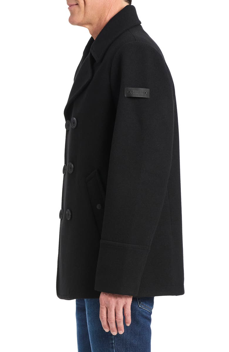 Vince Camuto Double Breasted Water Resistant Coat, Alternate, color, Black