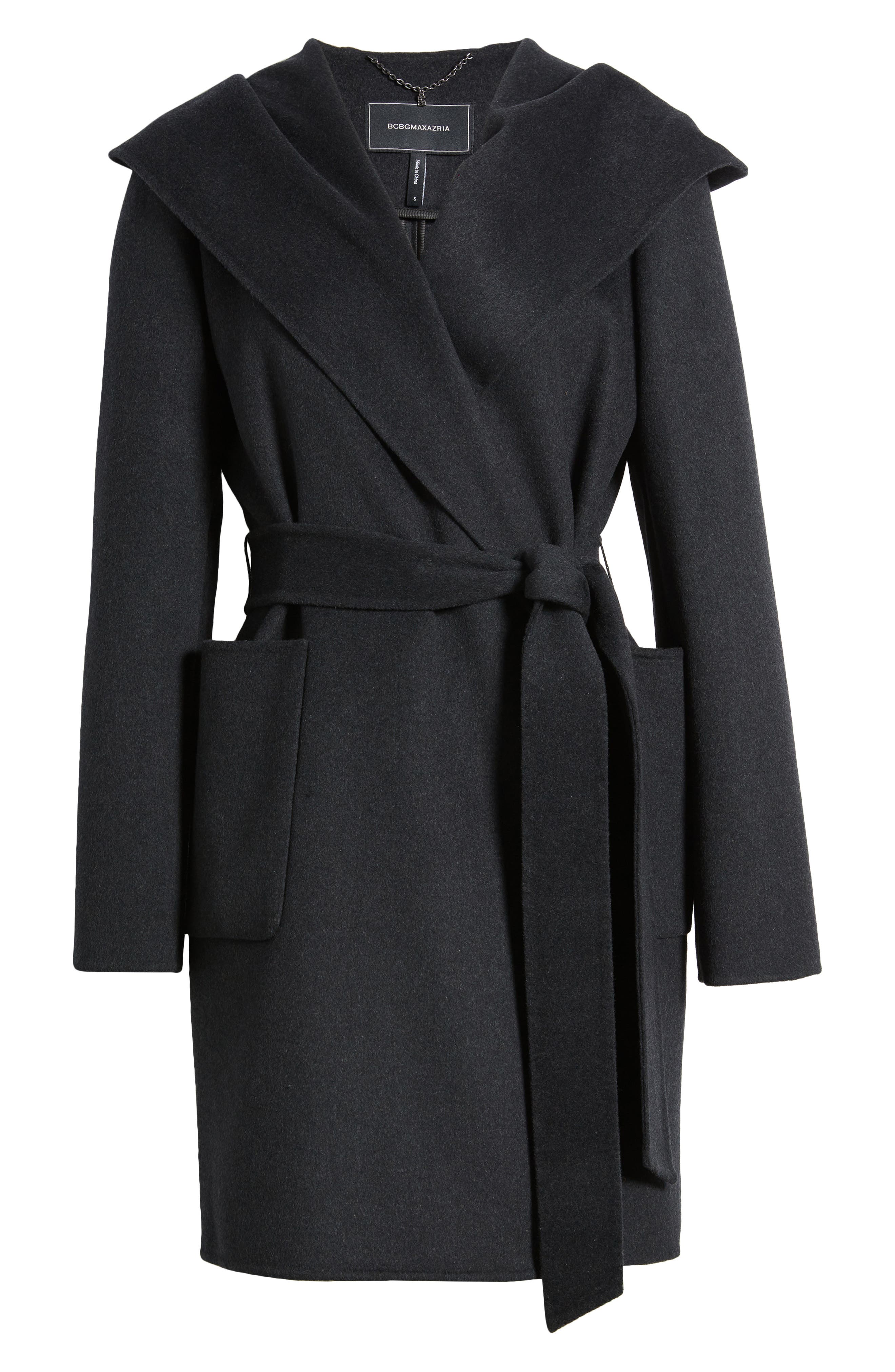 bcbg belted wrap coat