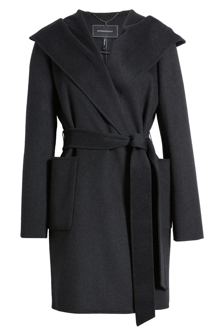 Hooded Wrap Coat, Alternate, color, CHARCOAL