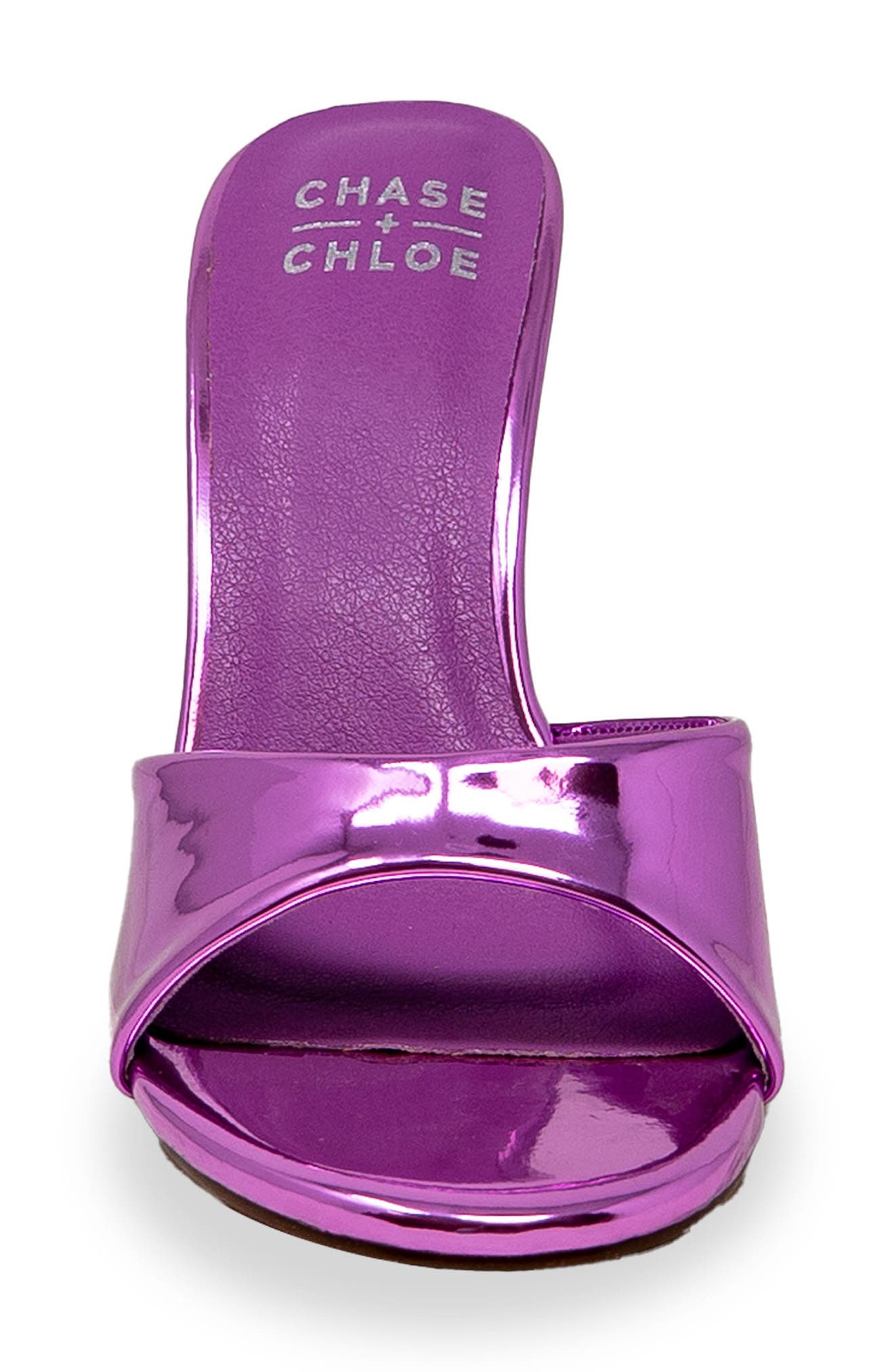 CHASE AND CHLOE Slide Stiletto Sandal, Alternate, color, Purple Mirror