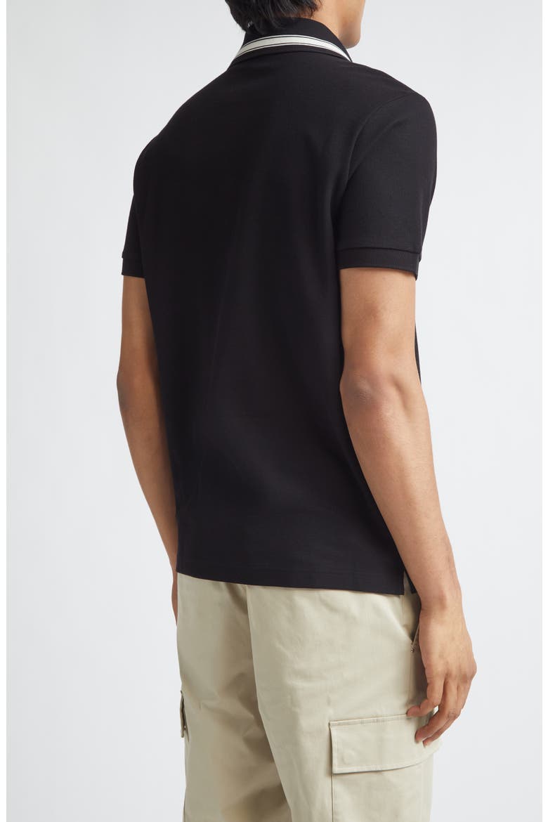 Logo Patch Tipped Cotton Piqué Polo, Alternate, color, BLACK
