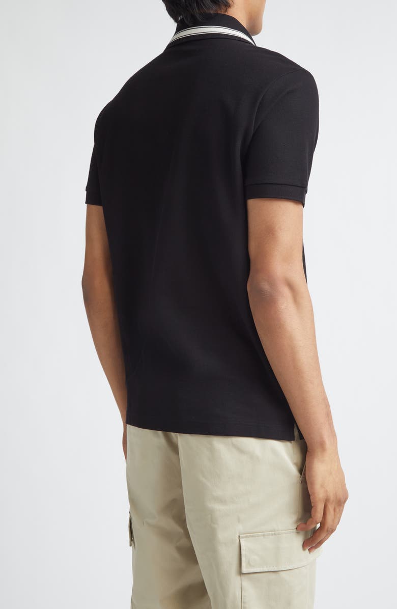 Moncler Logo Patch Tipped Cotton Piqué Polo, Alternate, color, Black