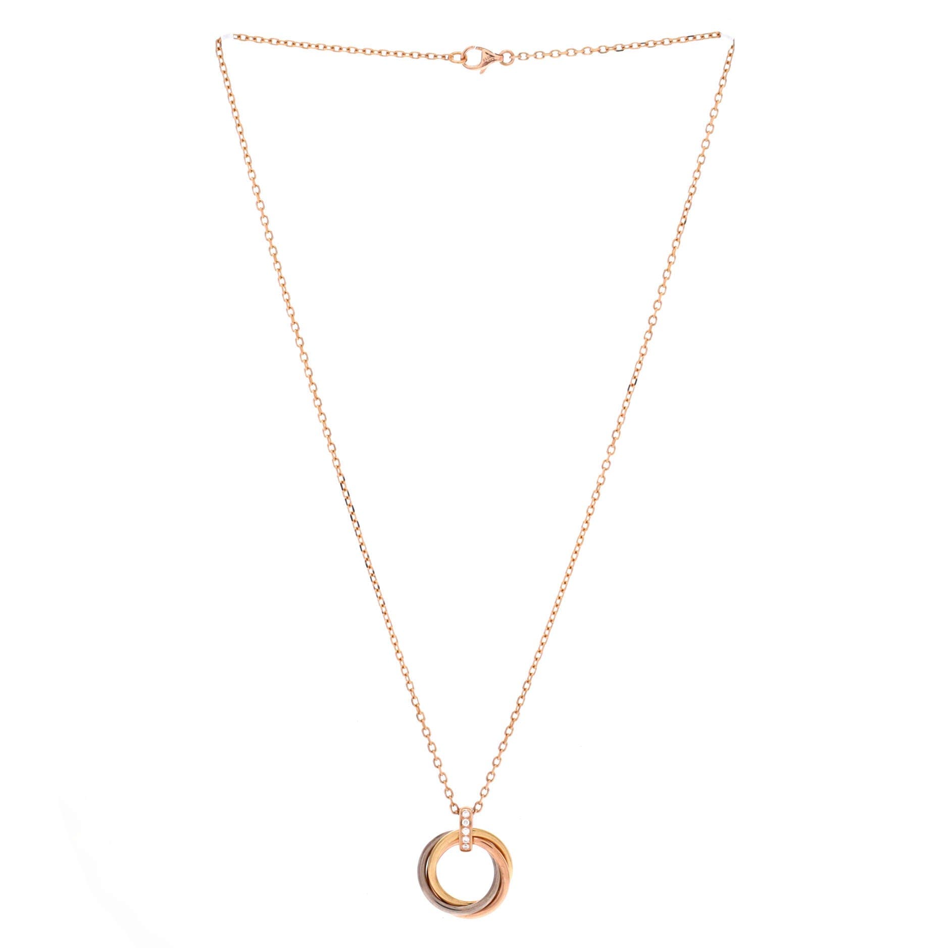 Trinity Pendant Necklace 18K Tricolor Gold and Diamonds, Alternate, color, Metallic Gold