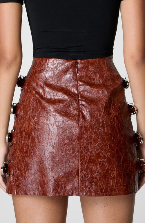 Nasty Gal Buckle Distressed Faux Leather Miniskirt
