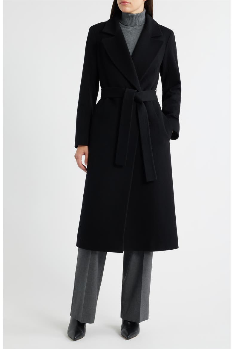 Shane Wool Wrap Coat, Main, color, BLACK