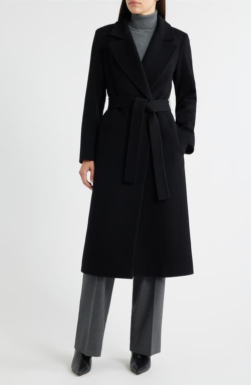 Fleurette Elle Cashmere Wrap Coat In Black