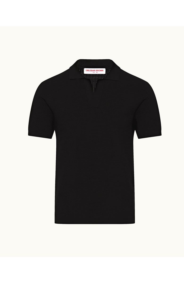 Orlebar Brown Roddy Tailored Fit Open Mesh Stitch Polo Shirt, Alternate, color, Black