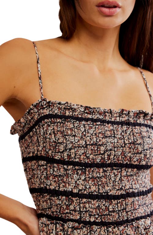 Free People Bali Checked Out Floral Romper In Black Combo Ditsy Ch