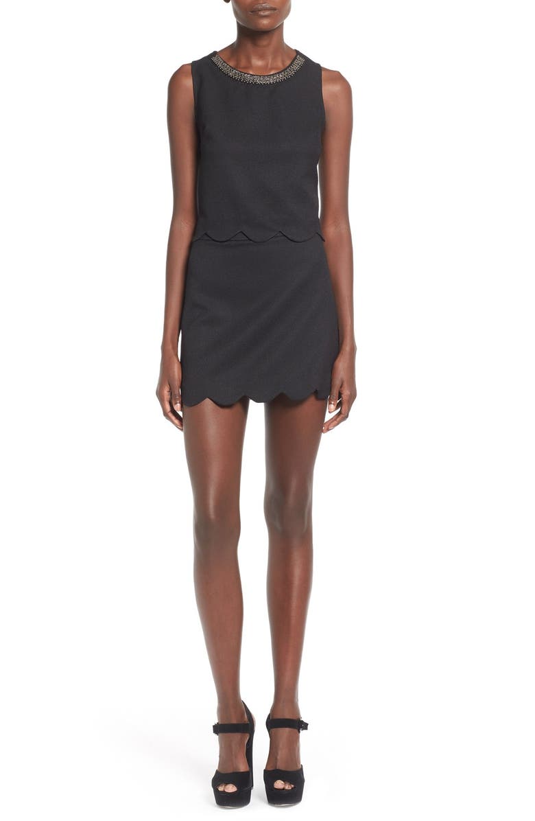 All in Favor Scallop Hem Miniskirt, Alternate, color, 