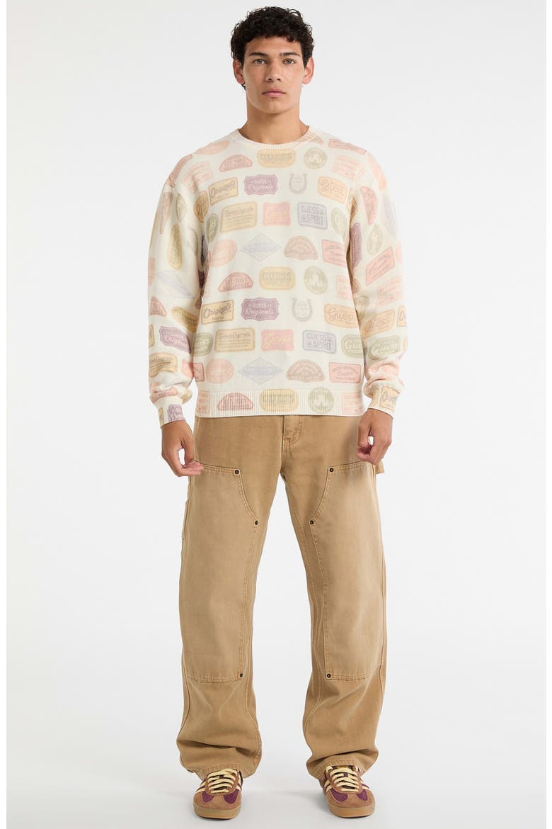 Stamp Print Organic Cotton Sweater, Alternate, color, IVORY MULTI