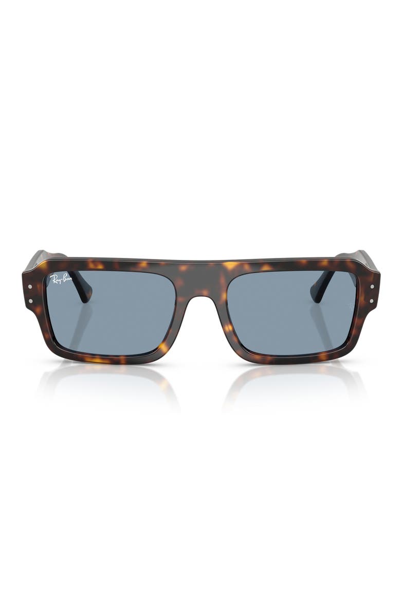 56mm Rectangular Sunglasses, Main, color, HAVANA / BLUE