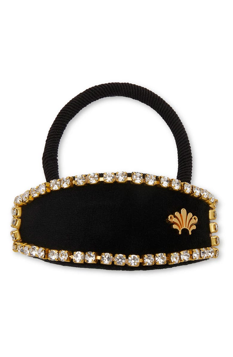 Lele Sadoughi Genie Crystal Edge Hair Tie, Main, color, Jet