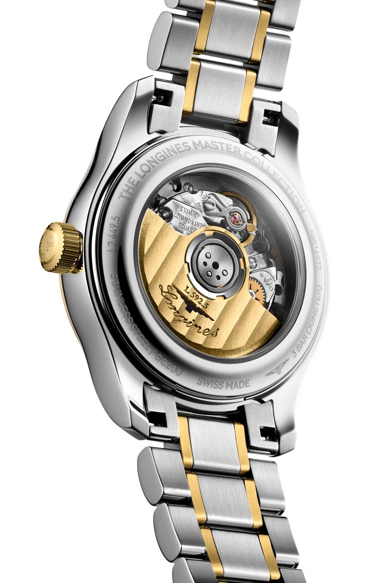 Conquest Automatic Diamond Mother of Pearl Bracelet Watch, 30mm, Alternate, color, WHITE MOTHER OF PEARL