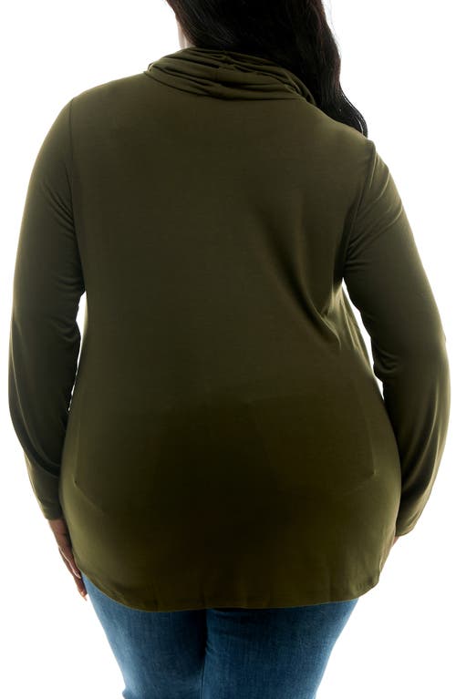 Nina Leonard Long Sleeve Curved Tunic In Green