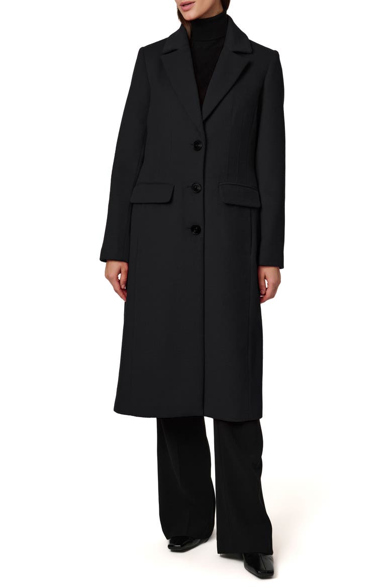 Structured Wool Blend Coat, Main, color, BLACK