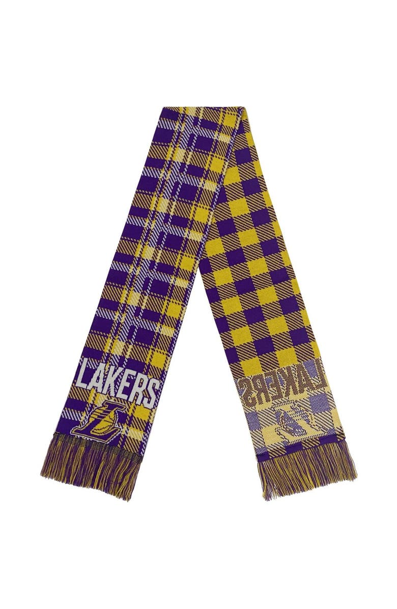 FOCO Los Angeles Lakers Plaid Color Block Scarf, Main, color,