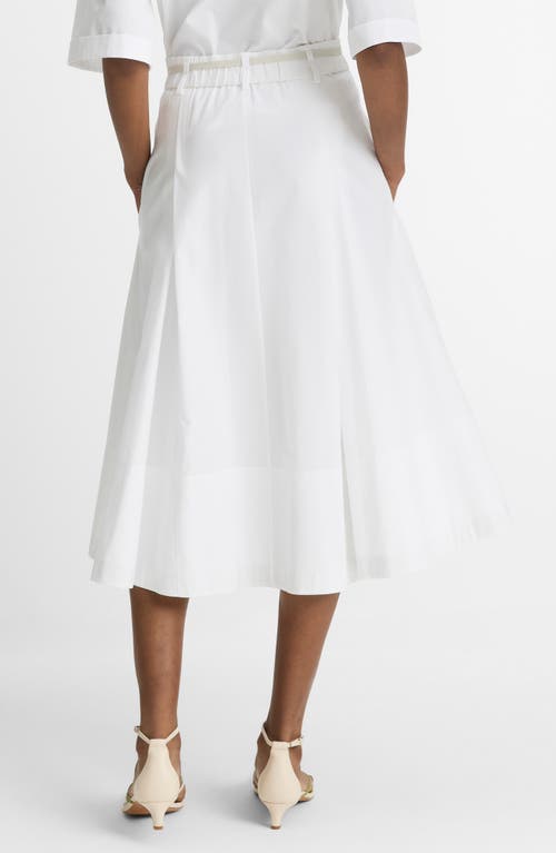 Shop Vince Full Cotton Midi Skirt In Optic White