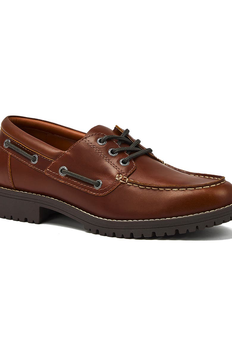 Lands' End Seaport Leather Lace Up Boat Shoes, Main, color, Rustic Brown