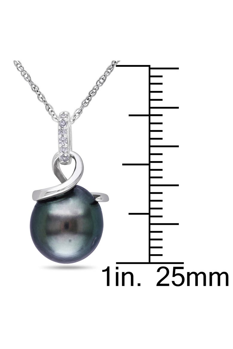10K White Gold Cultured Black Tahitian Pearl & Diamond Pendant Necklace, Alternate, color, BLACK