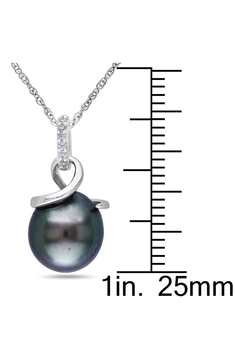 DELMAR 10K White Gold Cultured Black Tahitian Pearl & Diamond Pendant Necklace, Alternate, color, Black