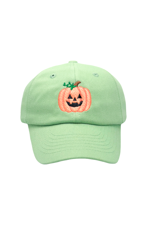Bits & Bows Pumpkin Halloween Twill Baseball Hat In Green