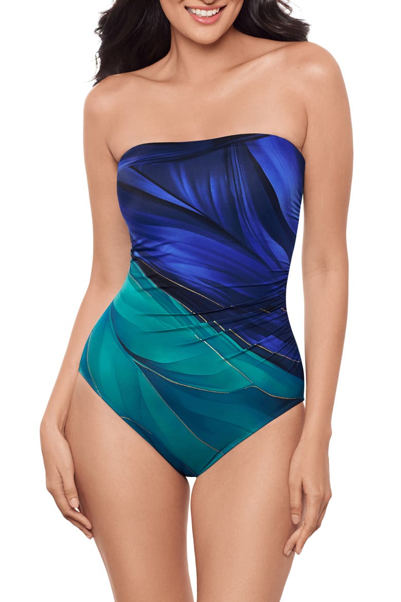 Maldiva Avanti Strapless One-Piece Swimsuit, Main, color, BLUE MULTI