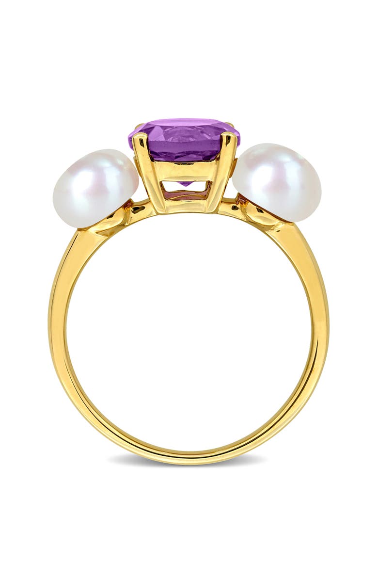 Julianna B. Cultured Pearl & Amethyst 3-Stone Ring 10k, Alternate, color, Amethyst