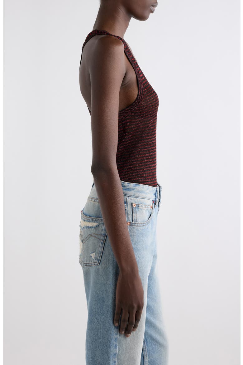 Cevara Metallic Knit Tank, Alternate, color, BLACK/ RED