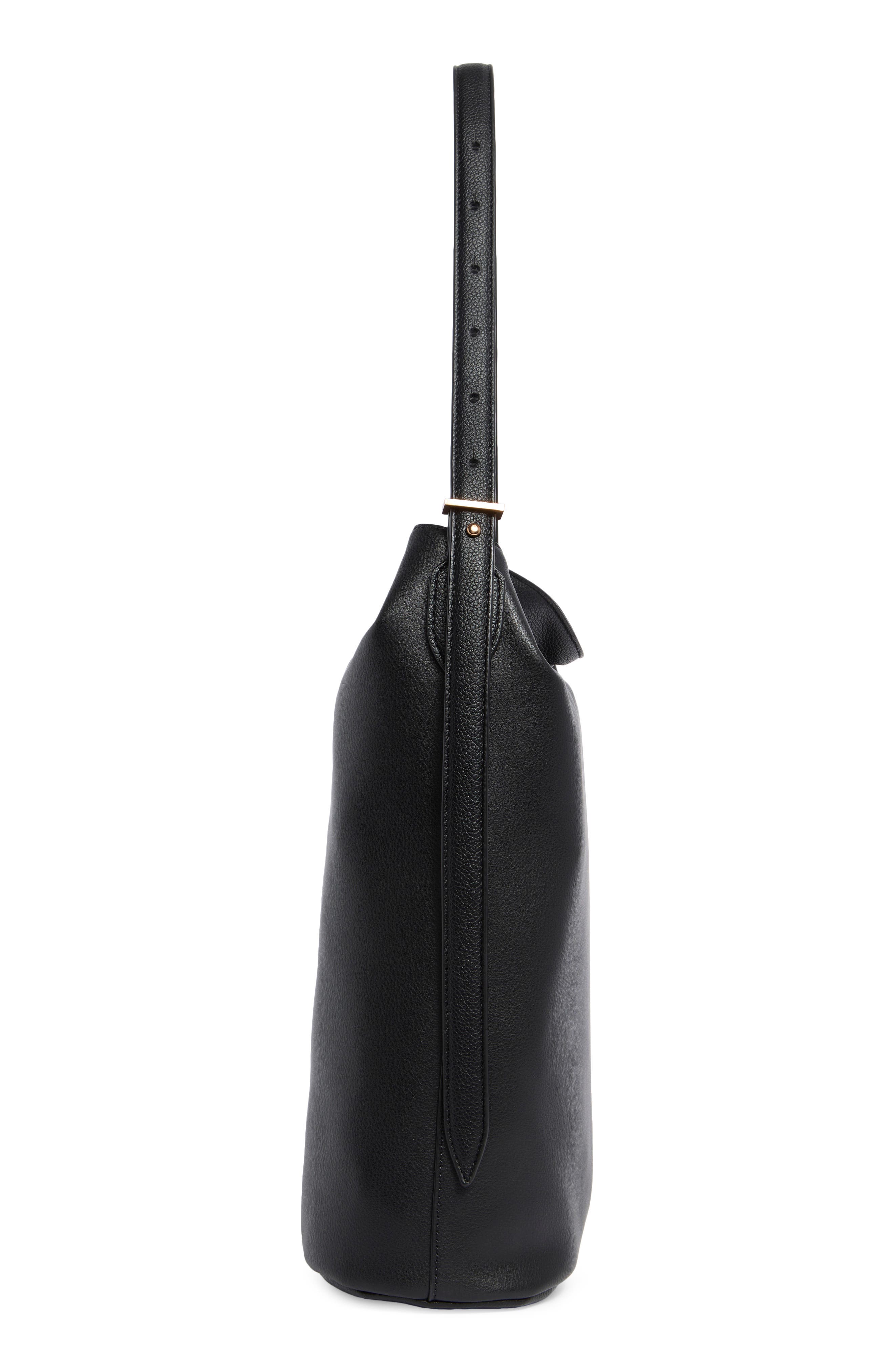 Sam Edelman Harlyn Pebbled Leather Bucket Bag, Alternate, color, Black