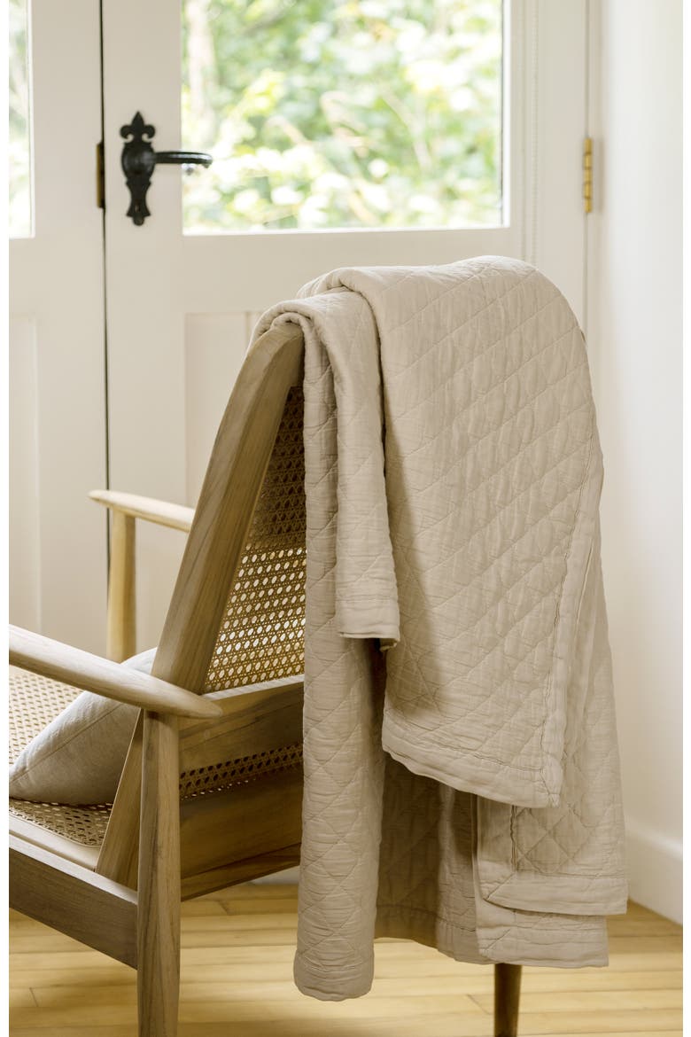 Porto Luxury Diamond Quilted Throw, Alternate, color, Biscuit