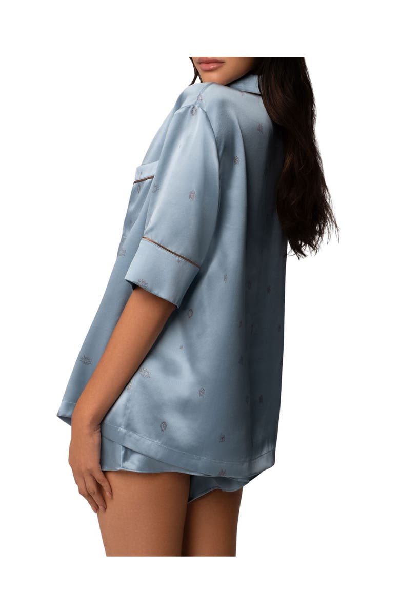 Kiki de Montparnasse Silk Lounge Les Partenaires Short Sleeve PJ Top, Alternate, color, Marais/Café