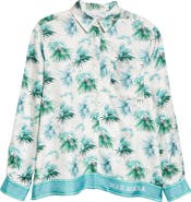 Max Mara Svago Tropical Floral Silk Button-Up Shirt