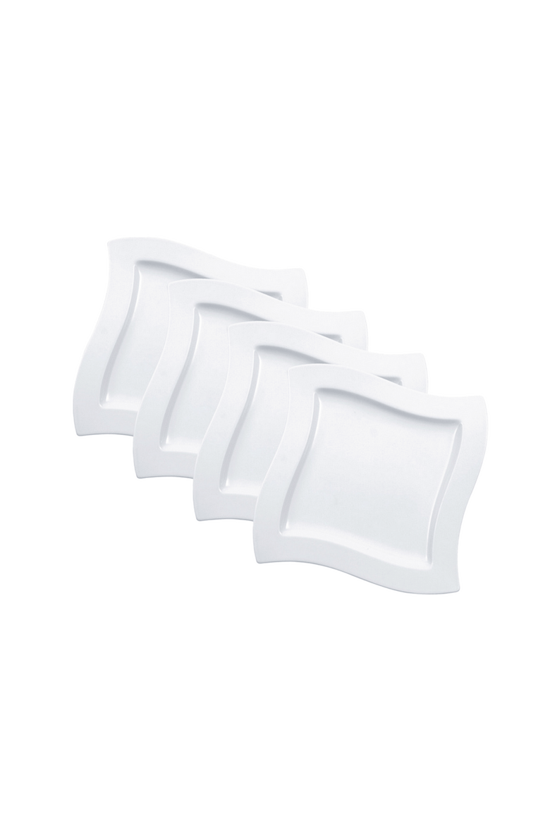 NewWave Square Salad Plate Set of 4, Main, color, white