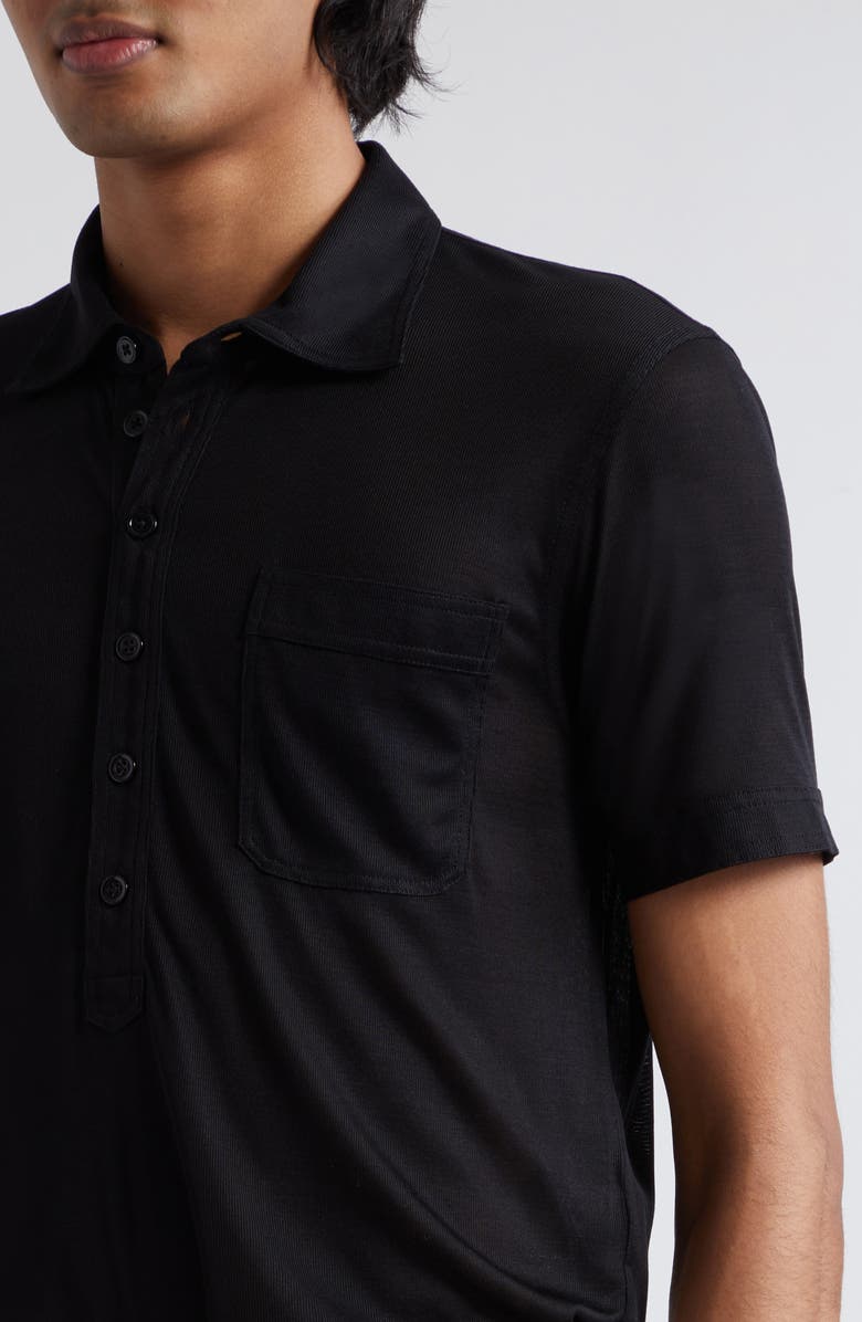 TOM FORD Silk Jersey Polo, Alternate, color, Black