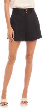 FIFTEEN TWENTY Cece Pleated Linen Blend Shorts