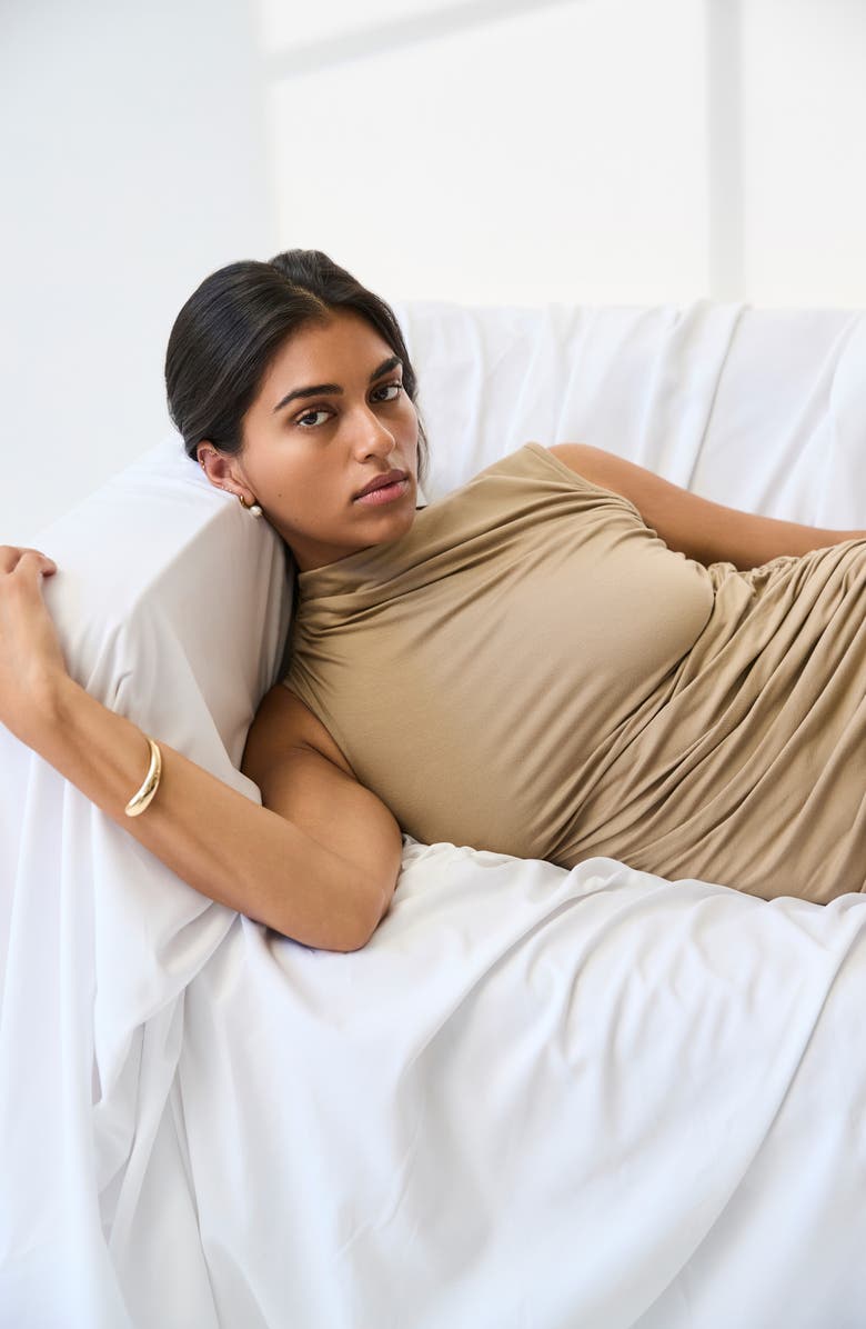 Marcella Joan Sleeveless Ruched Cocktail Dress, Alternate, color, Sand