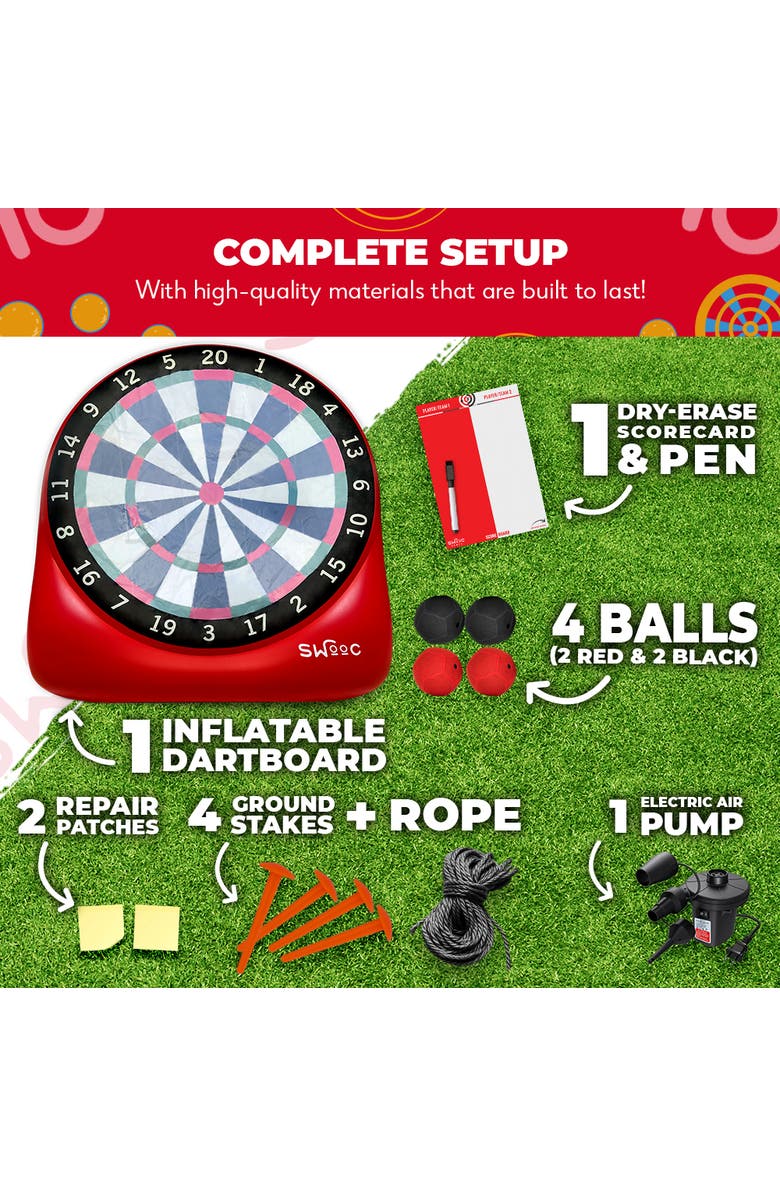 Swooc Games XL Giant Kick Darts Game, Alternate, color, Red