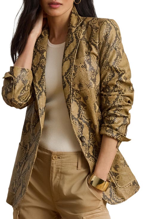 Snake Embossed Leather Blazer