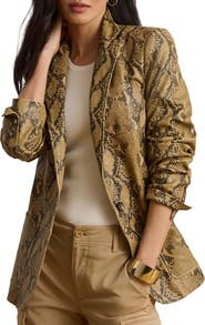 Lauren Ralph Lauren Snake Embossed Leather Blazer