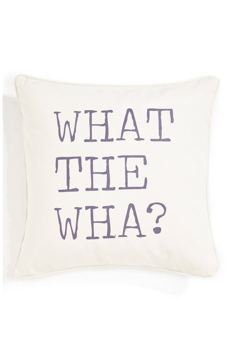 'What the Wha?' Pillow, Main, color, CHARCOAL ON CREAM