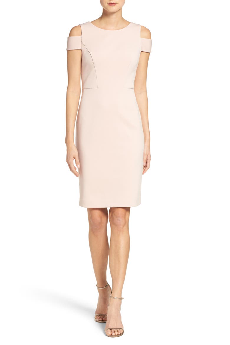 Cold Shoulder Sheath Dress, Main, color, BLUSH