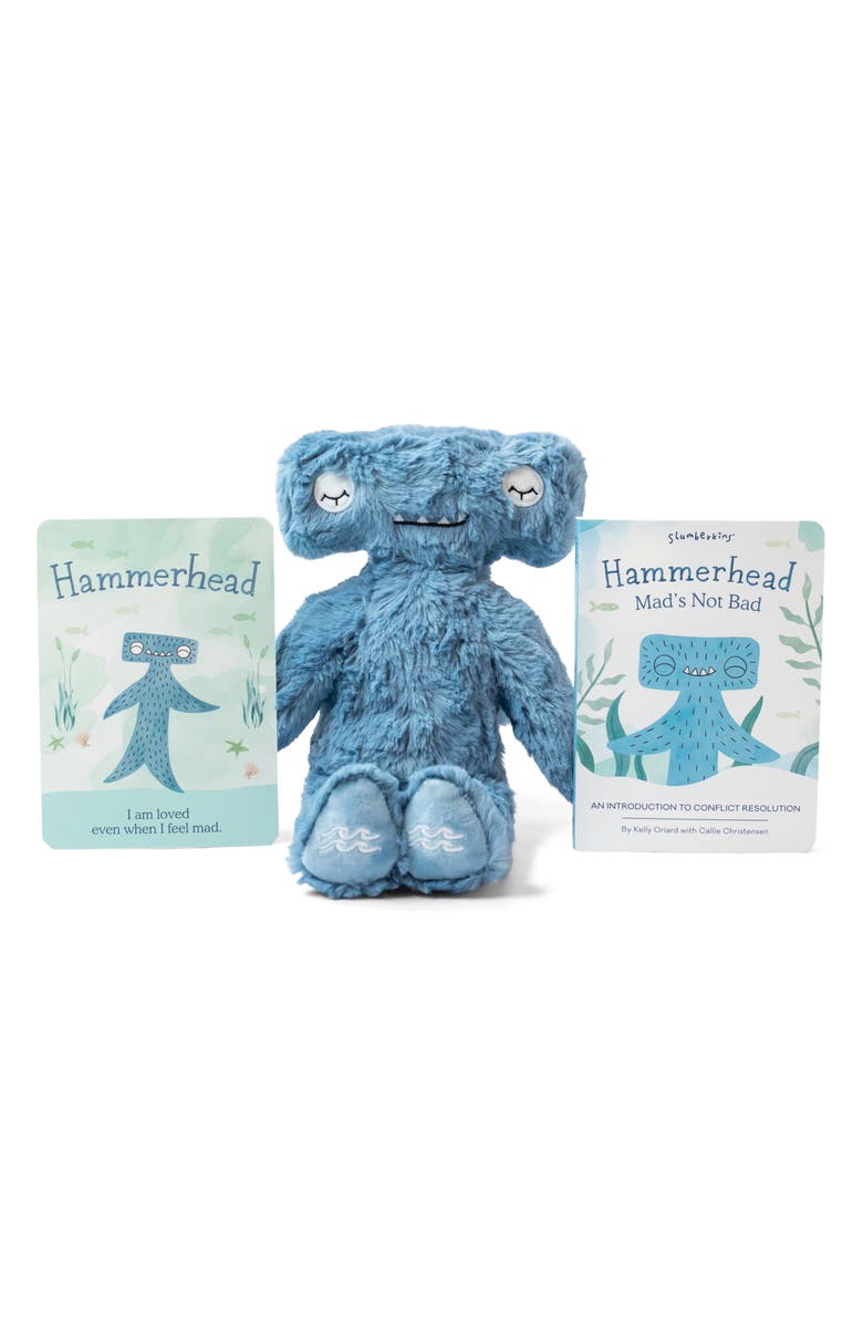 Slumberkins Hammerhead Shark Stuffed Animal & 'Hammerhead' Board Book, Main, color,
