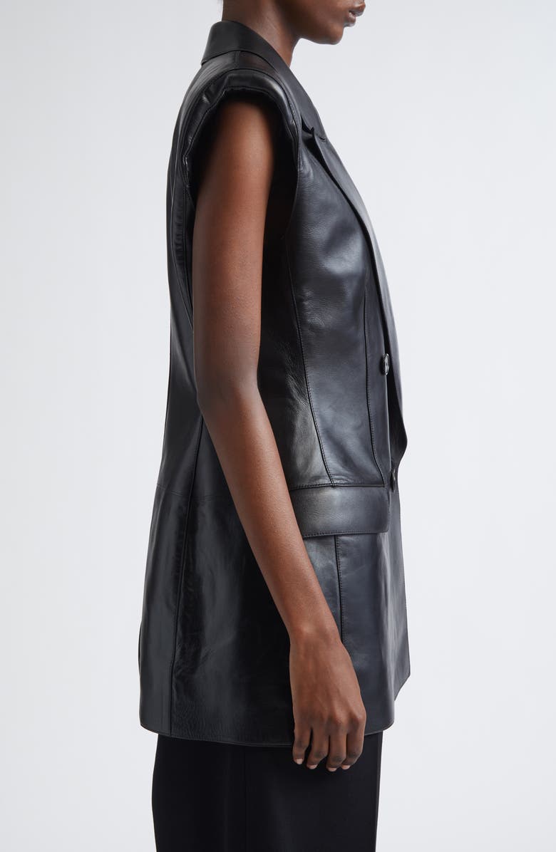 Givenchy Double Breasted Sleeveless Leather Blazer, Alternate, color,