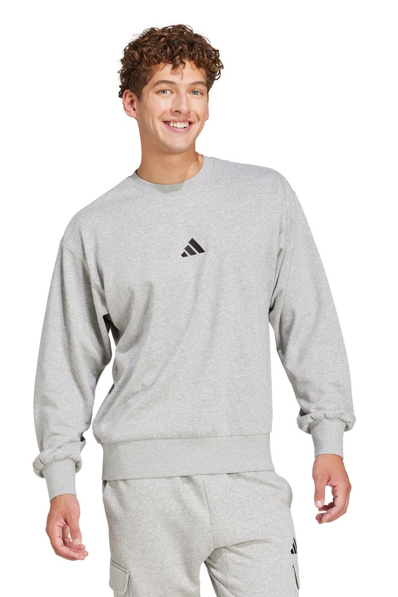 Essentials French Terry Crewneck Sweatshirt, Alternate, color, MGREYH/BLA