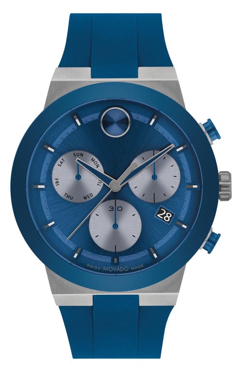 Movado Bold Fusion Chronograph Silicone Strap Watch, 44.5mm in Blue 