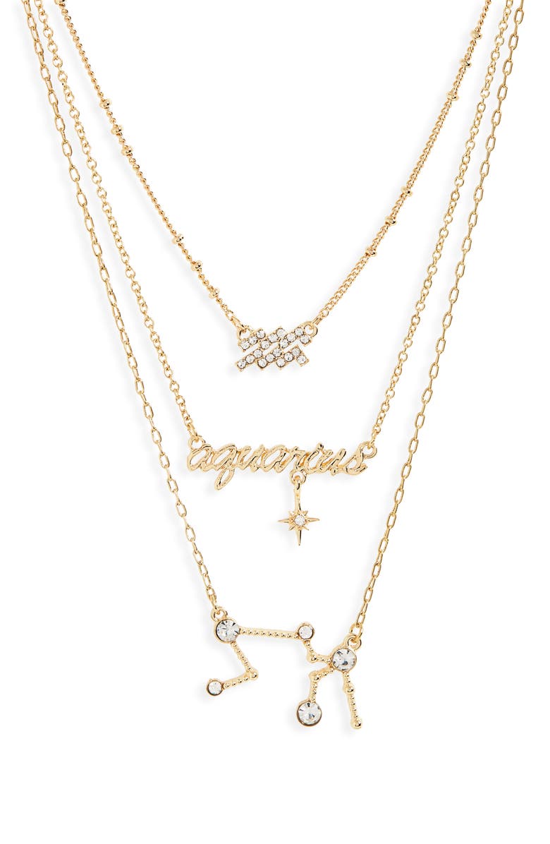 BP. Crystal Zodiac Triple Layer Pendant Necklace, Alternate, color,